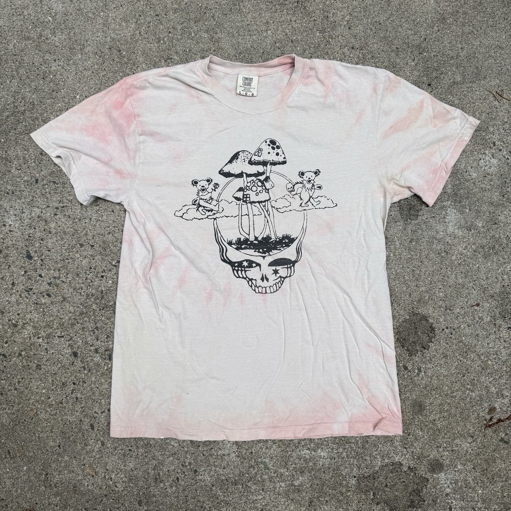 Grateful Dead Lot Tee Shirt Pink Tie Dye Large Spiral Jerry Garcia Mushrooms
